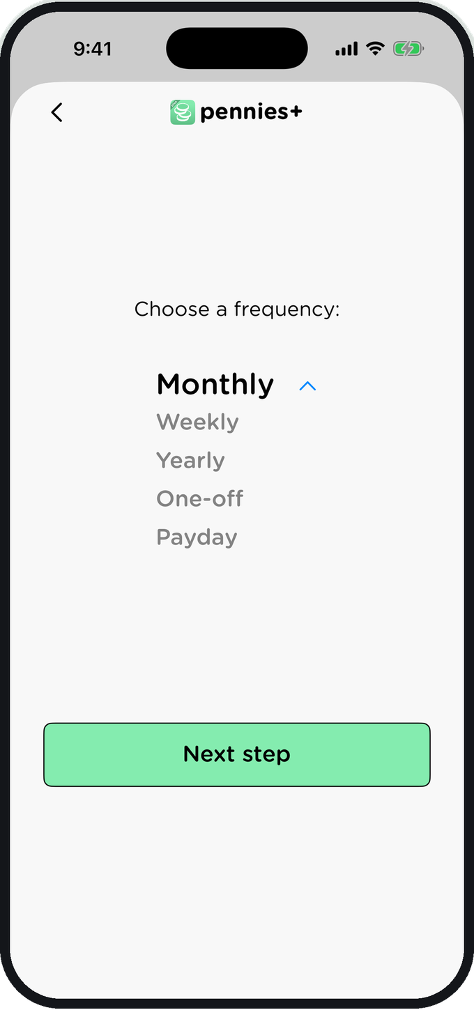 Choosing a weekly, monthly or payday budget in Pennies+